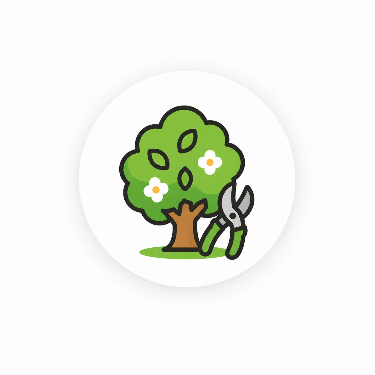 Symbol Baumpflege – Baum mit Gartenschere
